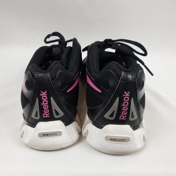 Reebok Womens Premier Zig Fly Running Shoes Black Pink Lace Up Mesh Sz 9.5 - Picture 7 of 12